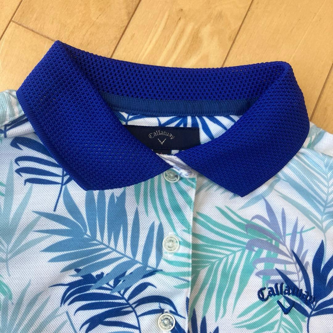 極美品キャロウェイゴルフポロシャツマルチカラーブランドロゴ刺繍リーフ柄葉柄セット