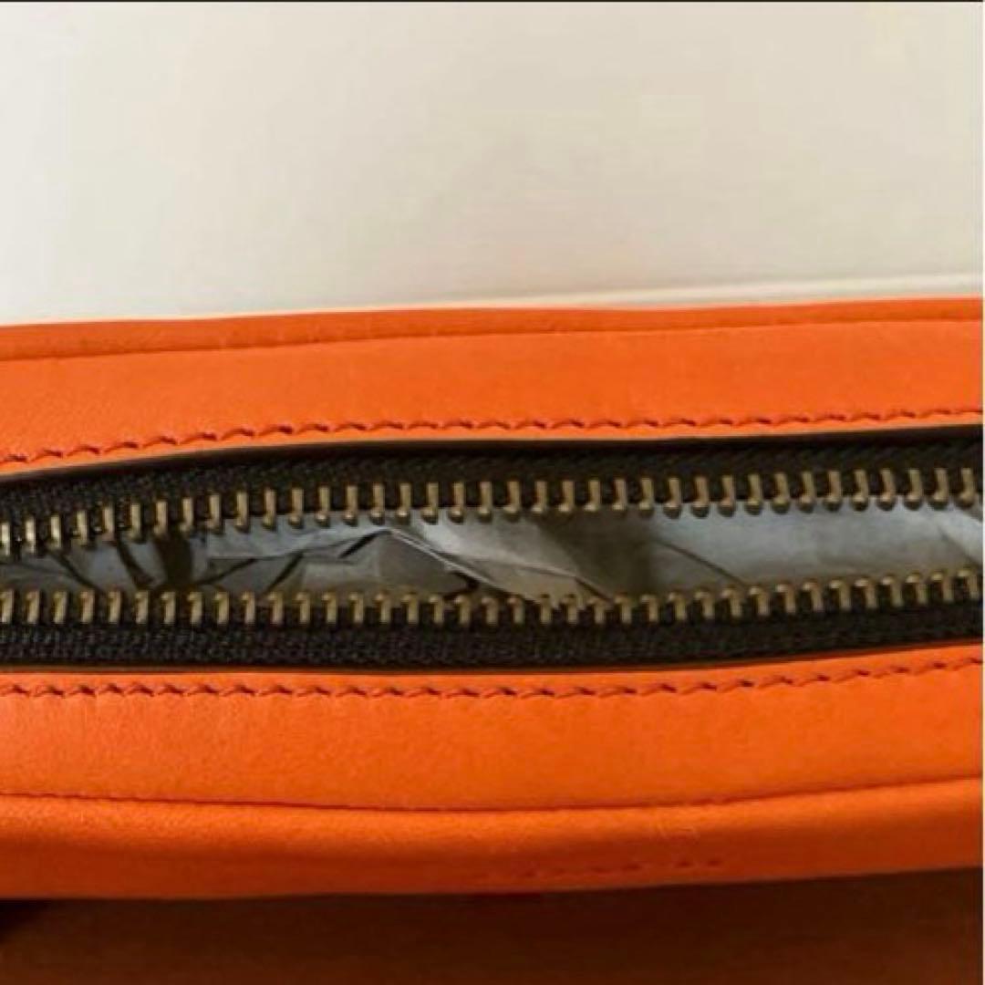 【新品未使用】COACH カーフレザー ペンシルケース　サンバ　オレンジ　箱付き