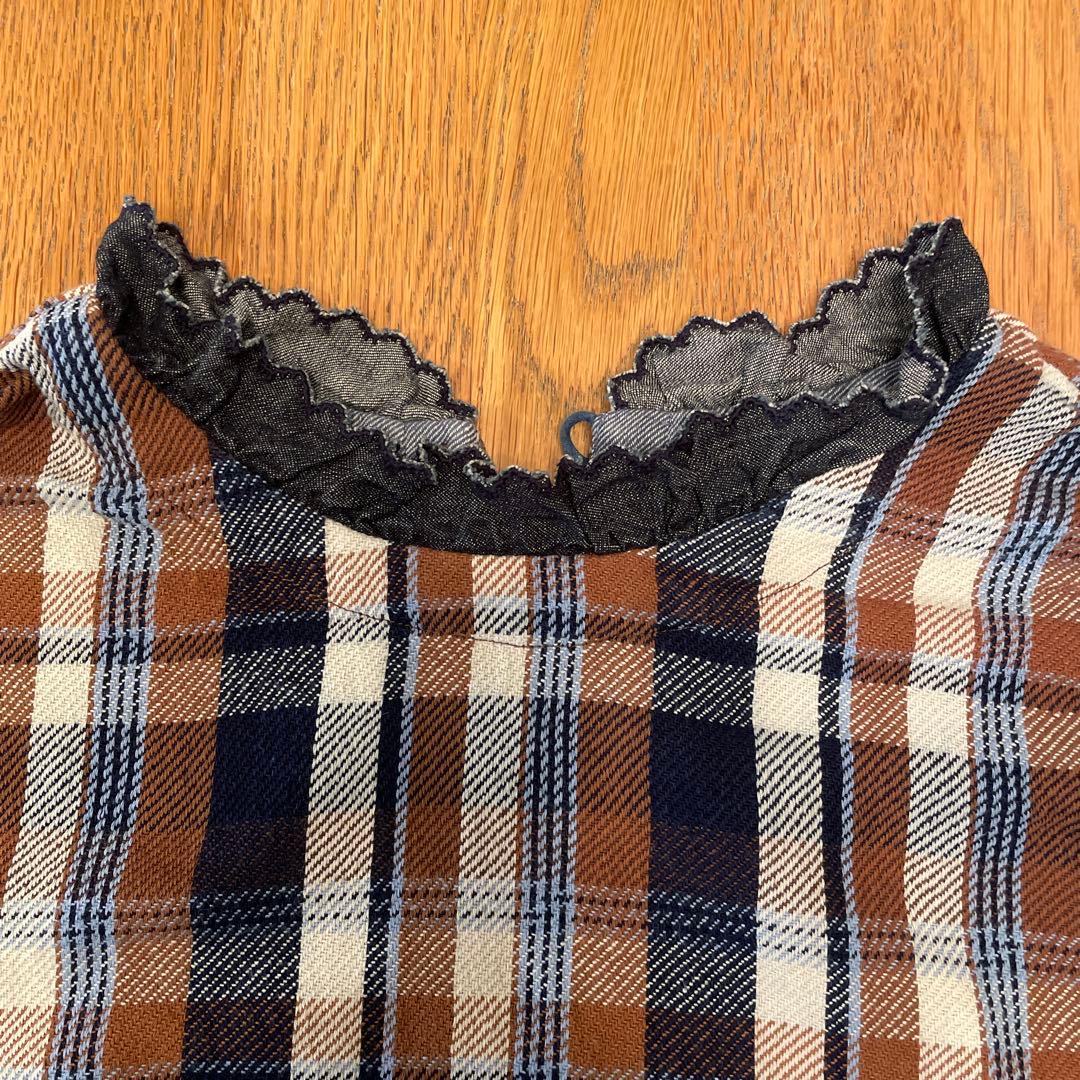 45rpn チェック柄フリル付き長袖シャツ