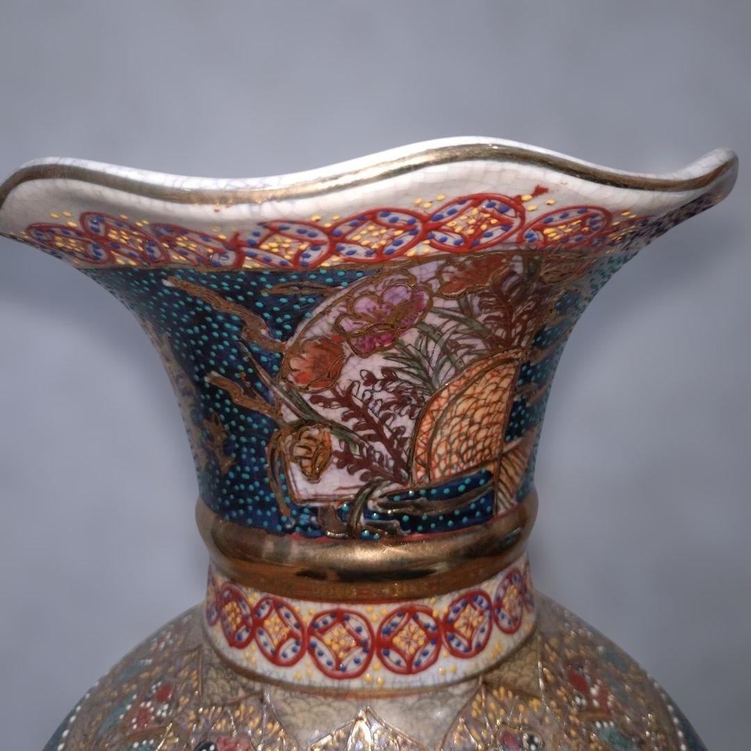 飾り壺　戦国武将　絵図 花瓶 大壺　アンティーク　ヴィンテージ