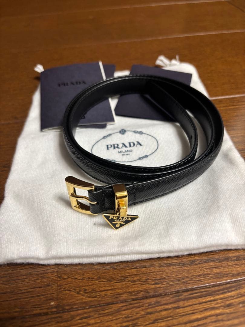 PRADA プラダ ベルト サフィアーノ レザー レディース 70cm ブラック