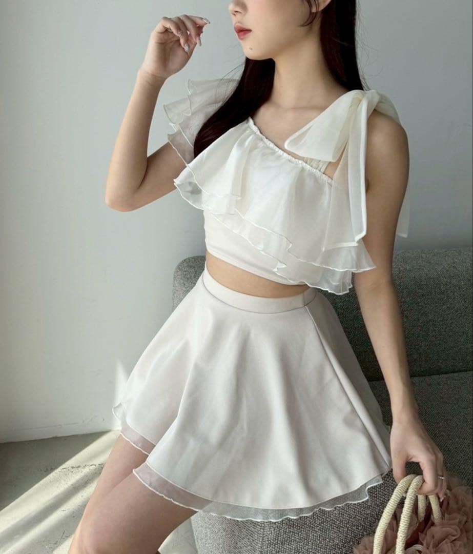 NICE CLAUP swimwear/肩リボンワンショルダー/3点セット