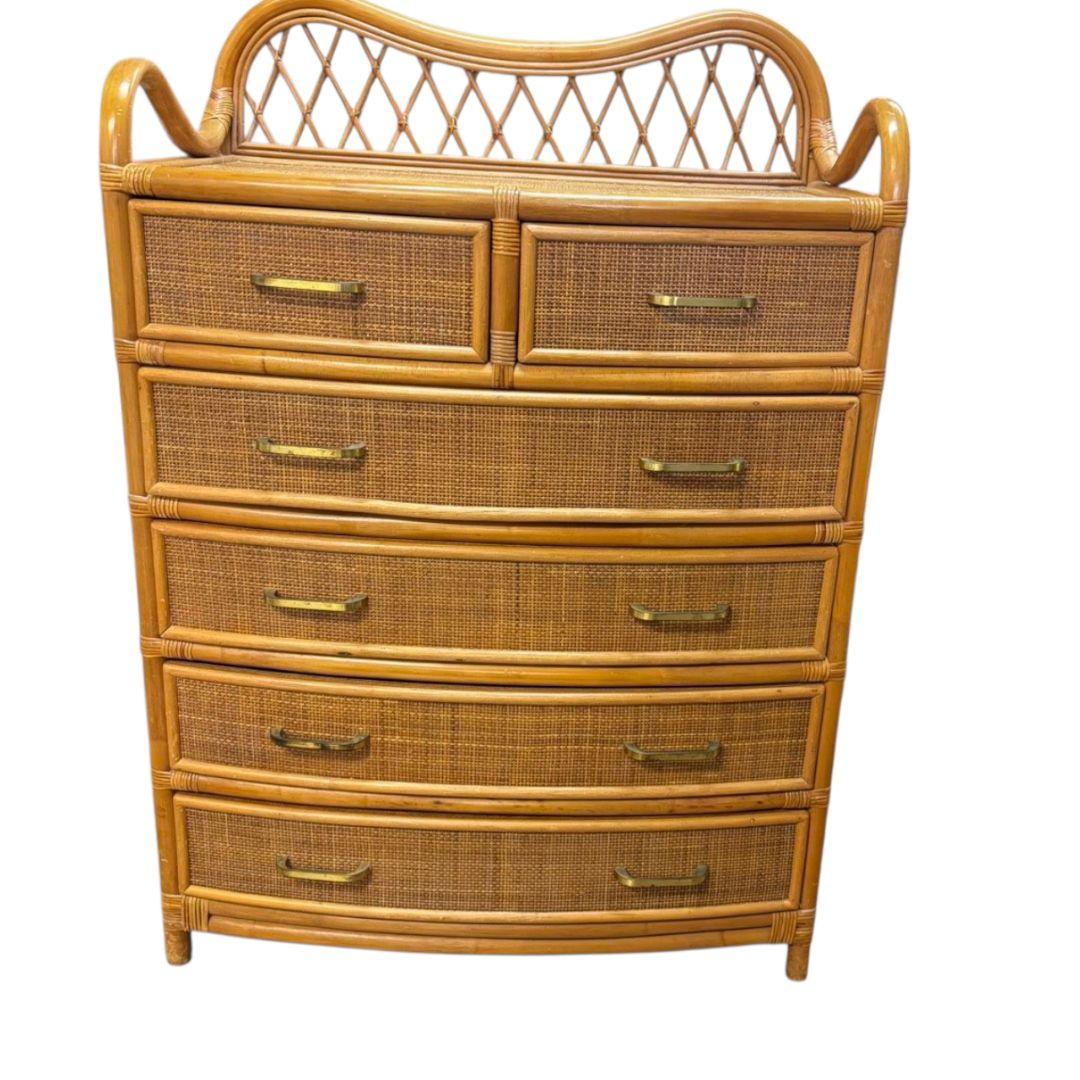 【希少】ラタン 藤 チェスト タンス 家具 アンティーク レトロ