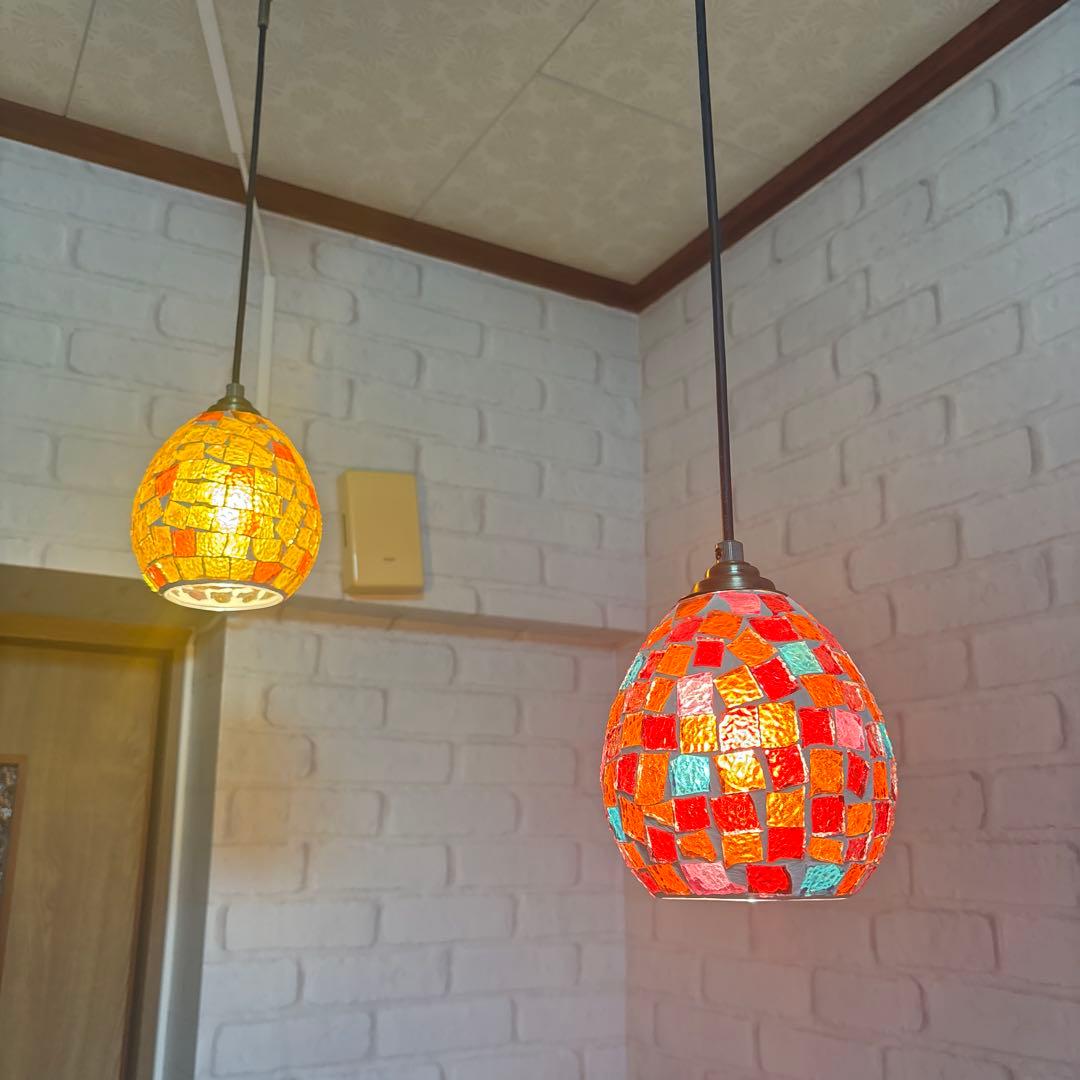 モザイクガラス ペンダントライト 2個セット