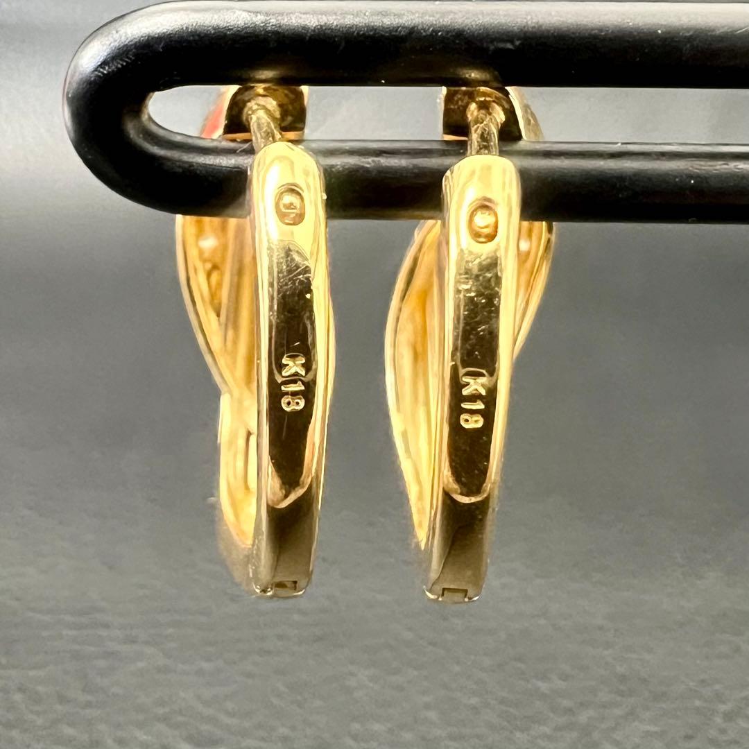 (B051202) K18ピアス ダイヤ 中折れピアス 18金 YG