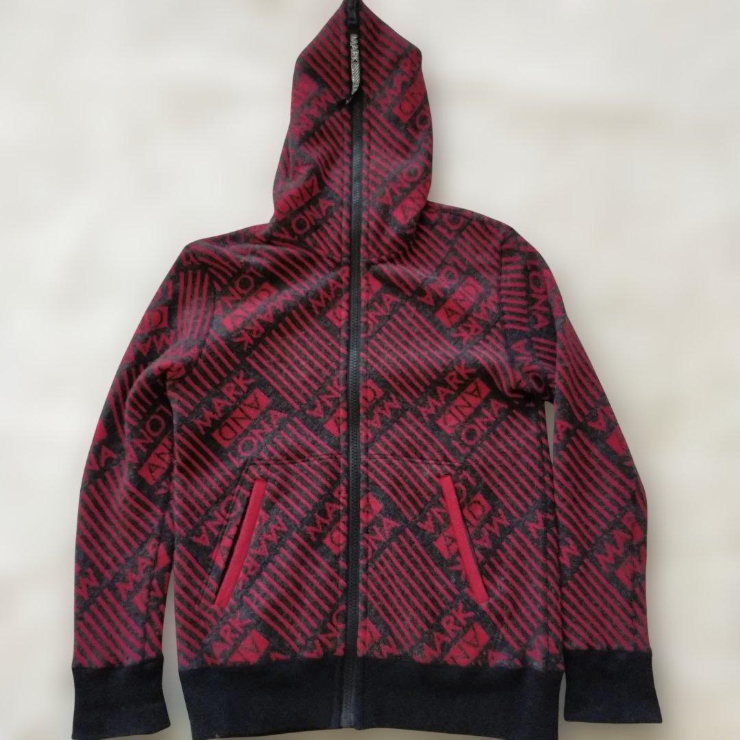 マークアンドロナ リバーシブルニット ウール配合 パーカー スカル 46