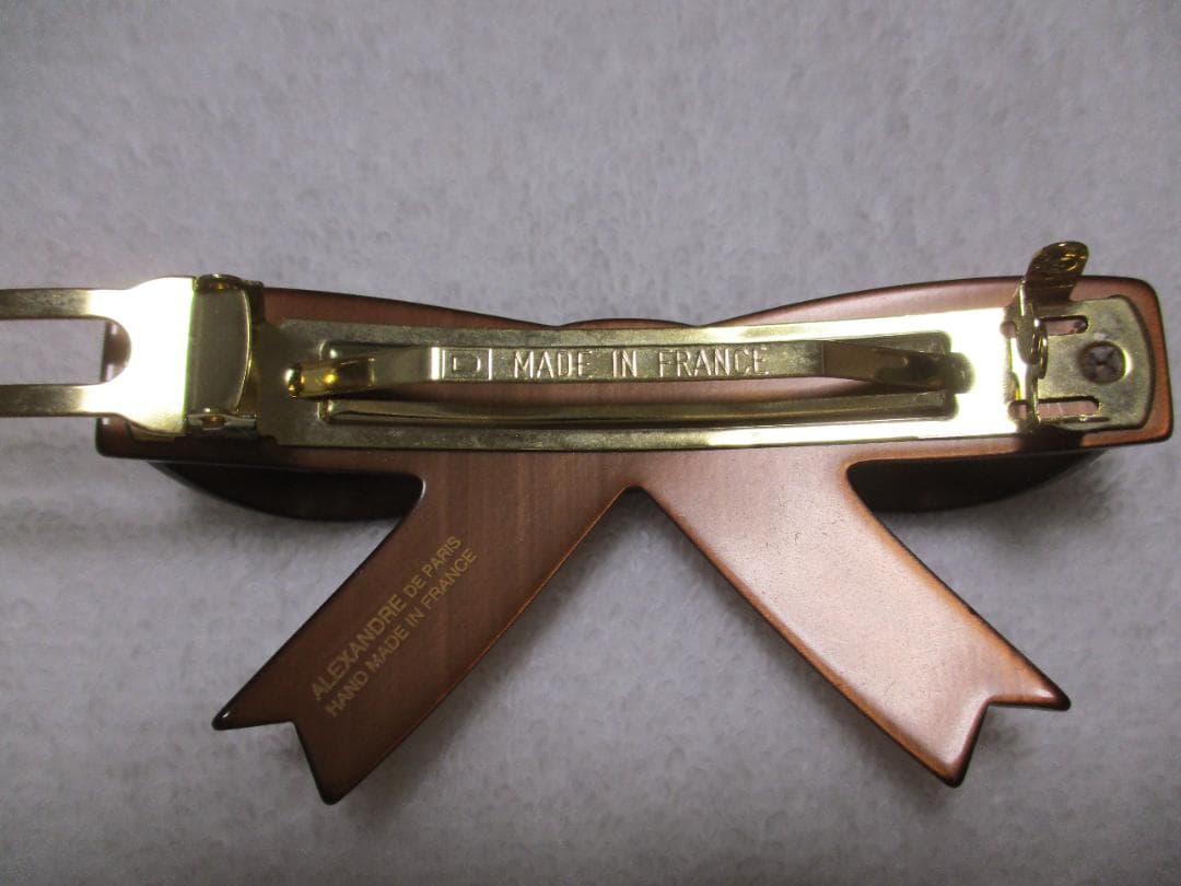 お値下げ不可　未使用自宅保管　アレクサンドルドゥパリ　リボンバレッタ　ブラウン