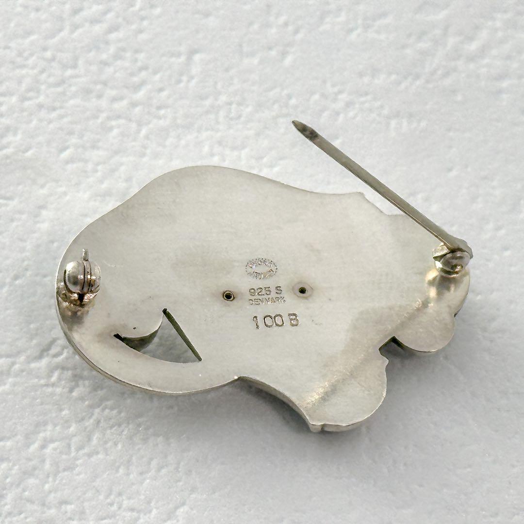  　100B　ブローチ　グリーンアゲート　シルバー　925