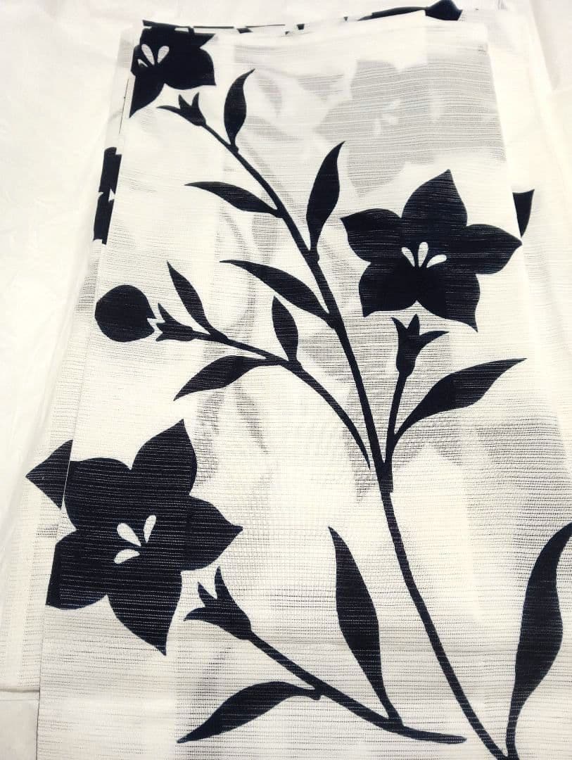 【最終値下げ】竺仙 浴衣 綿絽 桔梗 白地 (浴衣のみ)