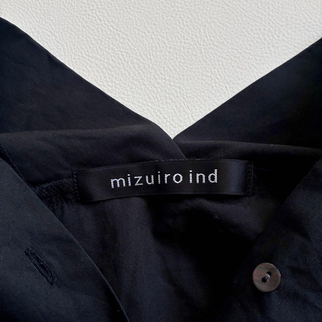 ◆美品◆ミズイロインド◆綿100Vネック長袖シャツ◆ブラウス◆黒◆大きめ◆日本製