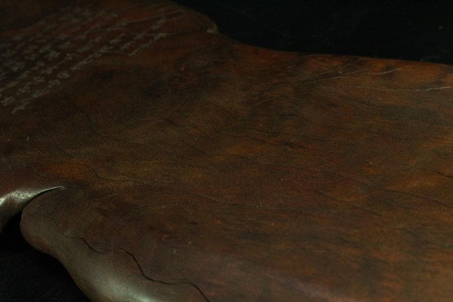 中国美術 煎茶 唐物 木彫刻 葉盆 裏刻 題詞 茶道具伝来(K-HA481)