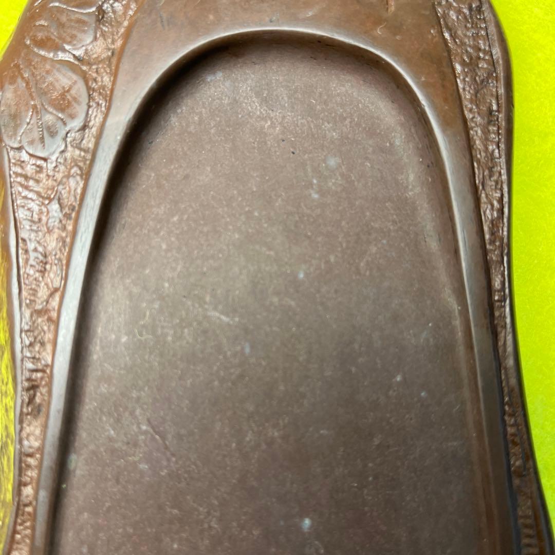 ⭕️赤間硯　20cm 糸瓜彫刻自然硯　古硯　龍雲堂製　文字秀逸　蔦と実を蒔絵木箱