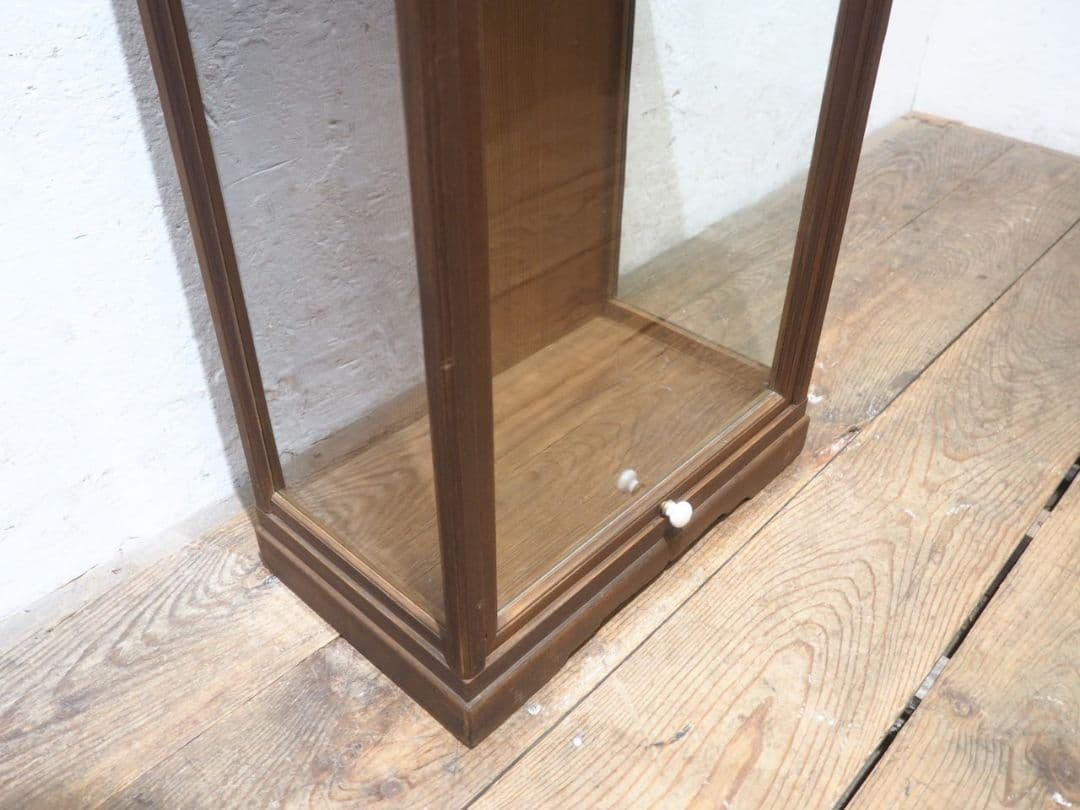 1316 ケンドン式　3面ガラスの飾り棚　展示棚　人形ケース　レトロ　骨董