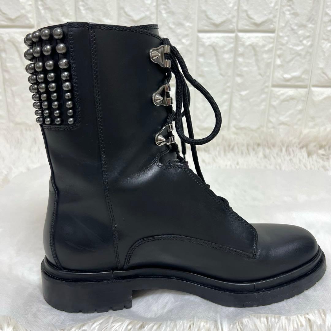 セルジオロッシ　スタッズワークブーツ　ショートブーツ　レースアップ　サイドジップ