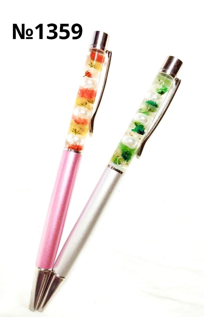 ボールペン　ハーバリウム　緑　黄緑　シルバー　オレンジ　ピンク　上司　プレゼント