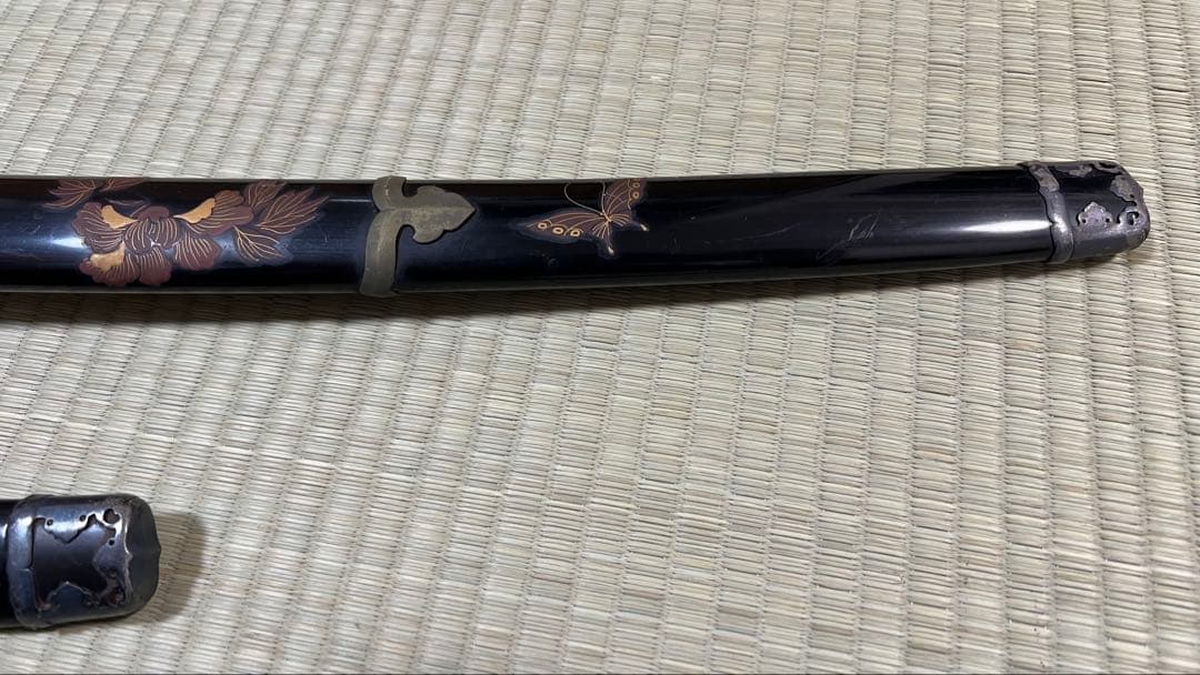 半太刀 真剣拵え 蝶 竹光 模造刀 居合刀 牡丹 小柄 本鮫皮 大小 金雲龍目貫