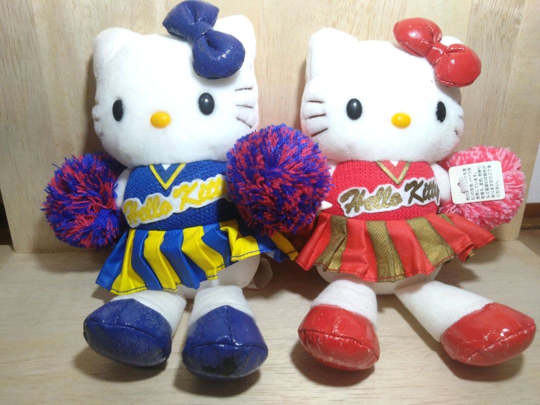 激レア☆足長キティ☆おすわりチアガールコスチュームぬいぐるみ2点　2003年
