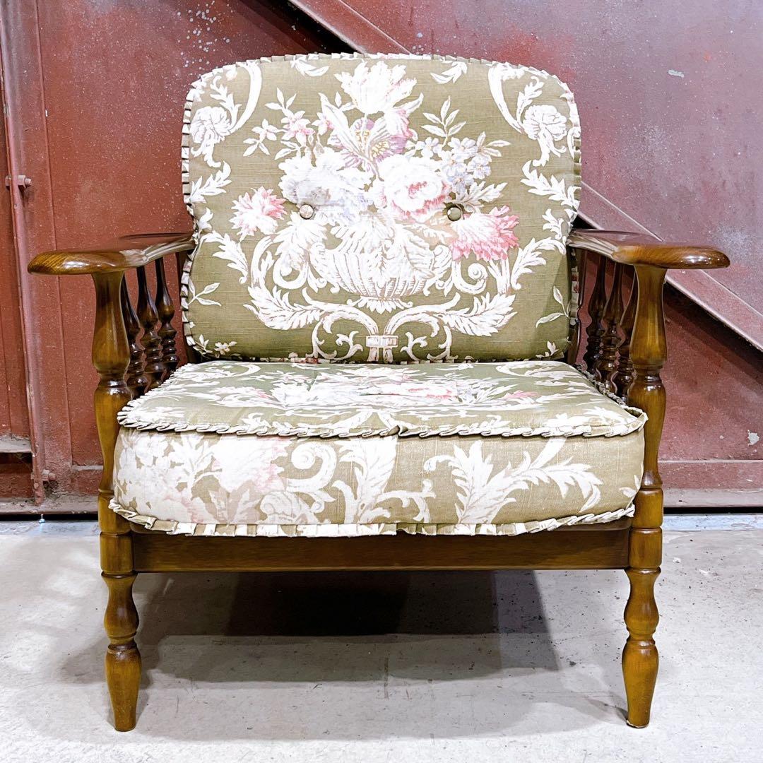 【稀少】karimokuカリモク アームチェア コロニアル フリージアグリーン①