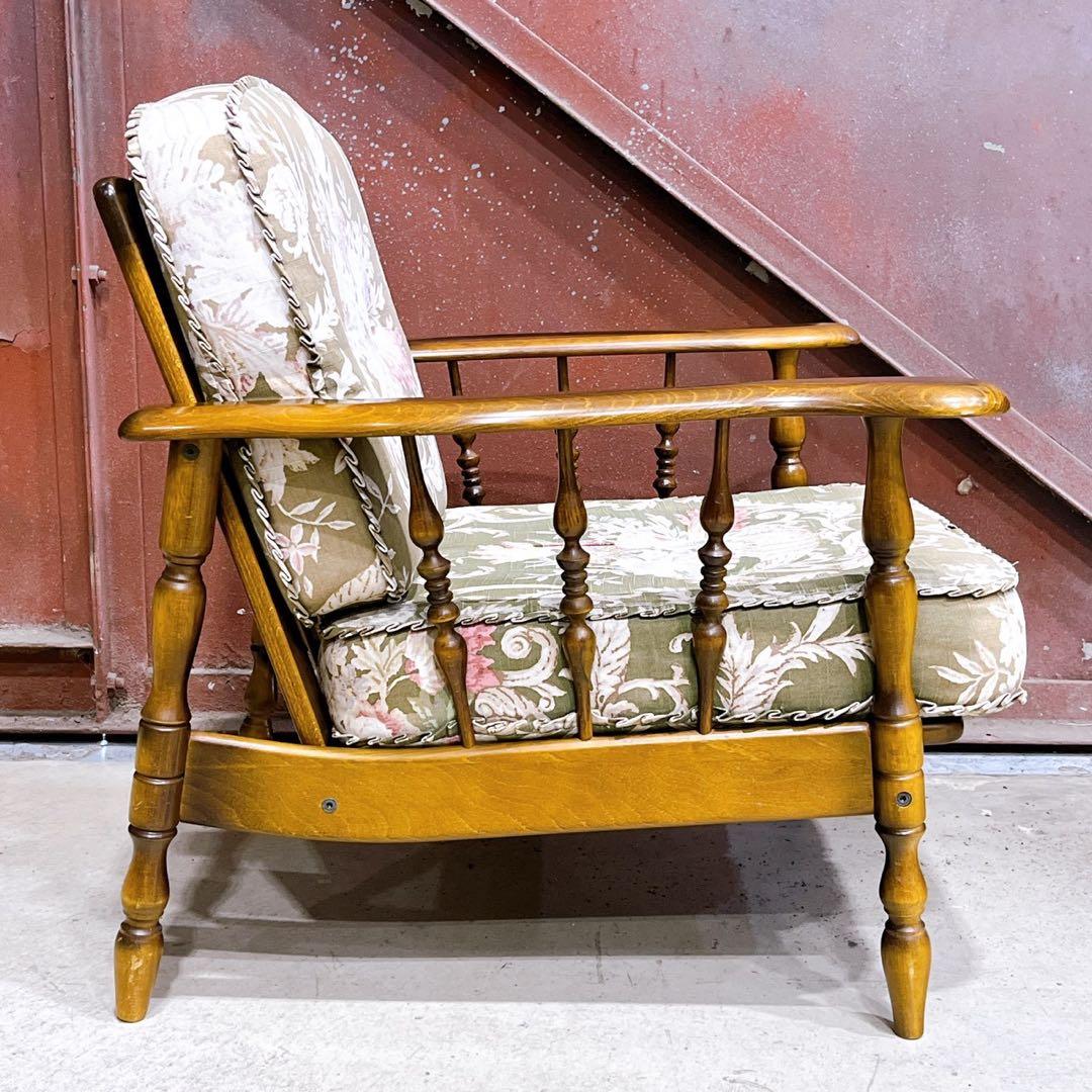 【稀少】karimokuカリモク アームチェア コロニアル フリージアグリーン①