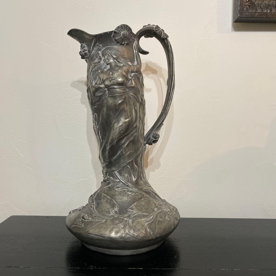 ピューター エタン 花瓶　アンティーク　ピッチャー　ジャグ