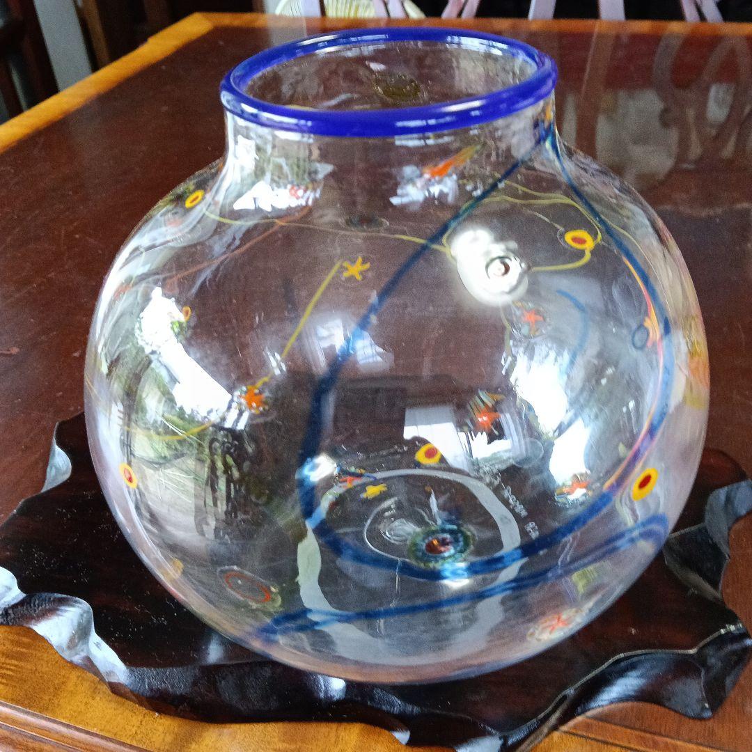 サイン入り　吹きガラス　 直径約20cm