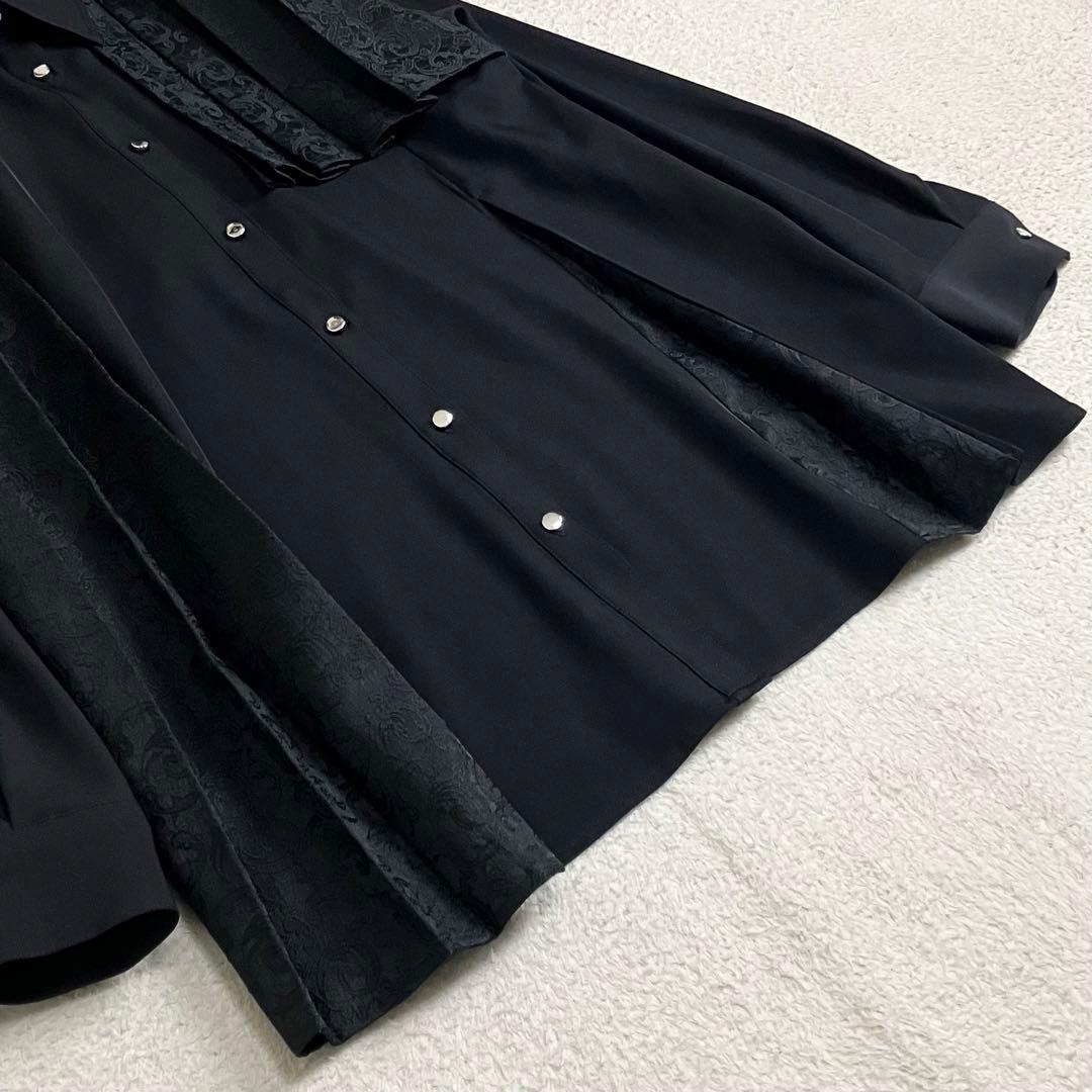 HARE ハレ　ジャガードキリカエプリーツシャツ　ブラック 長袖　F 匿名配送