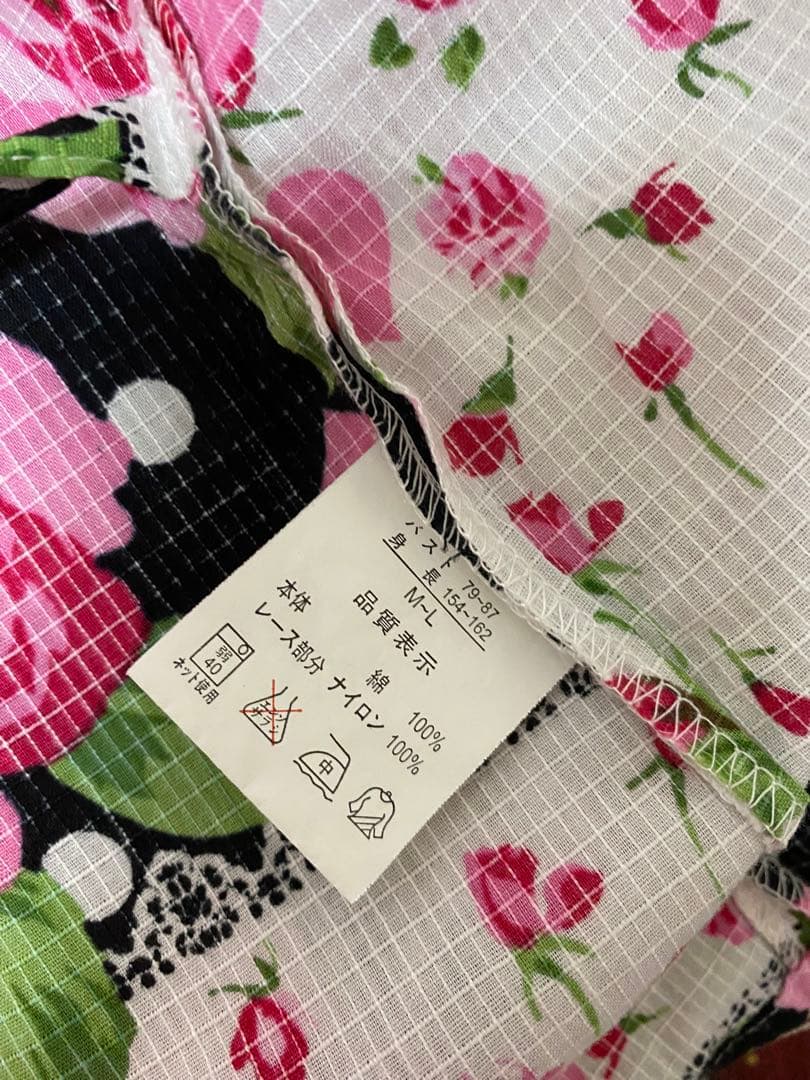 Y2K 大人用 浴衣ドレス 帯2点セット 薔薇柄 姫ギャル 平成GAL