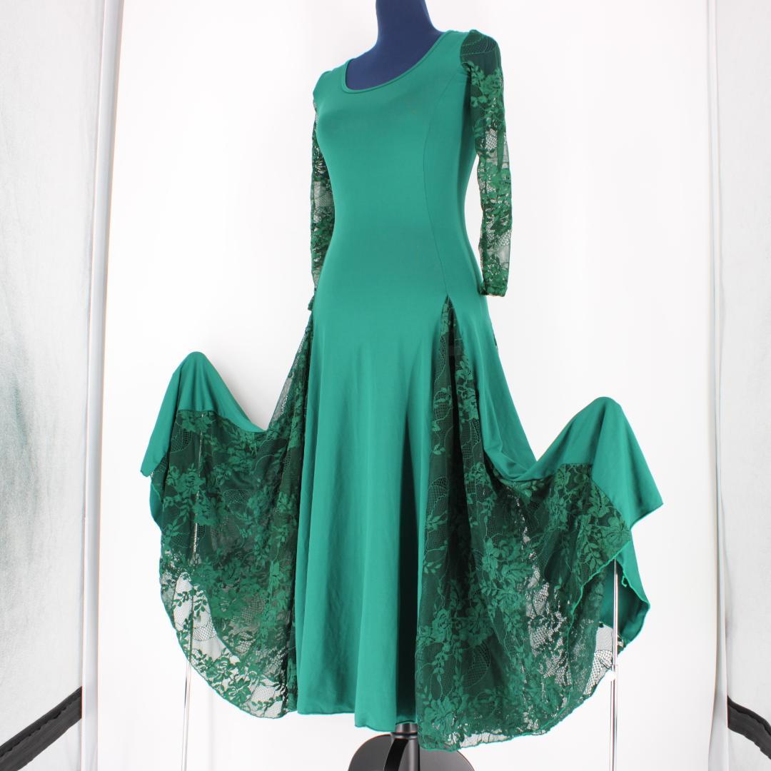 【美品 社交ダンス衣装】ワンピース ドレス グリーン 緑 YILINFEIER