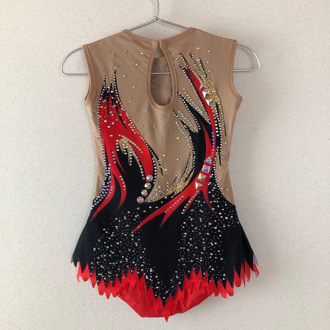 スリーブレスレオタード 赤黒装飾 150センチ