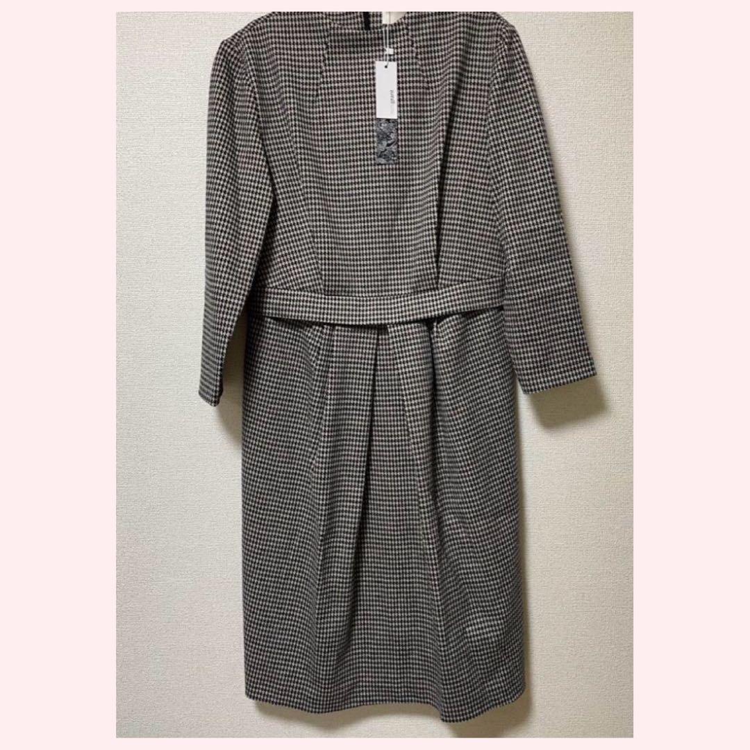 mimigrantエマ ハウンドトゥースチェック 長袖ワンピースL