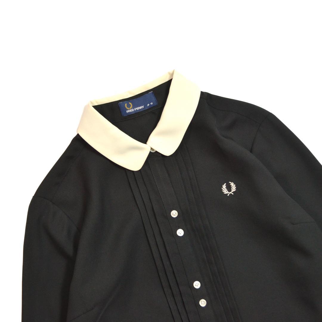 【極美品】FRED PERRYフレッドペリー ピンタッククレリックシャツM黒