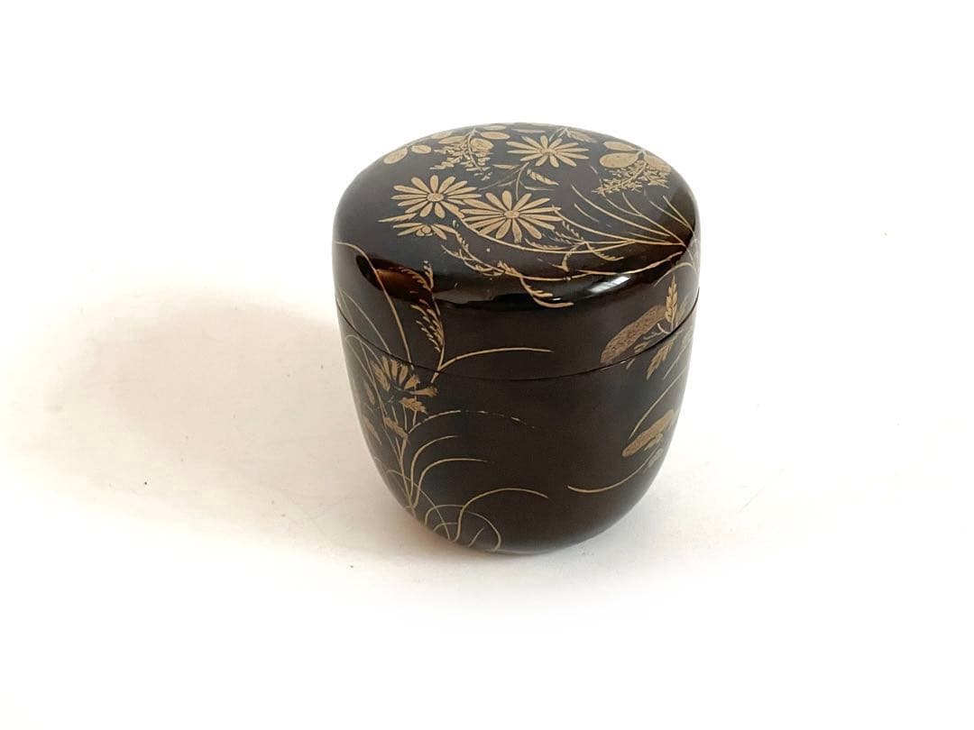 骨董　アンティーク　蒔絵　菊　萩　花文様　棗　箱なし　古蒔絵　時代蒔絵　秋草