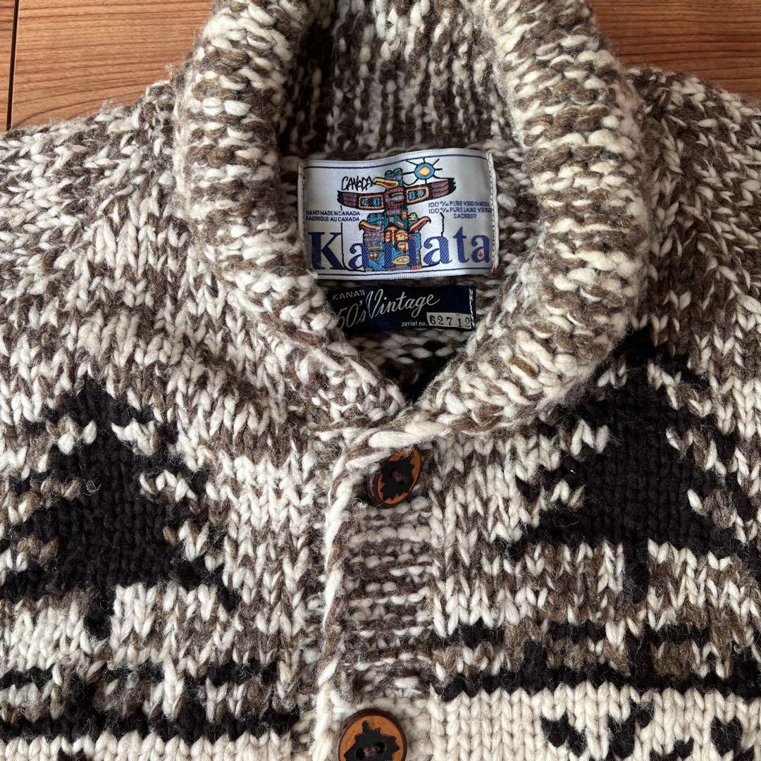 Kanataカウチンニット限定50'sVintageウッドボタンサイズM〜Ｌ相当