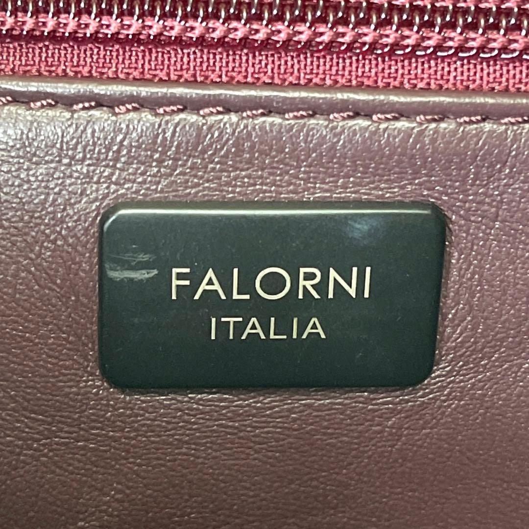 専用品FALORNI イントレチャート ボルドー ラムレザー ハンドバッグ