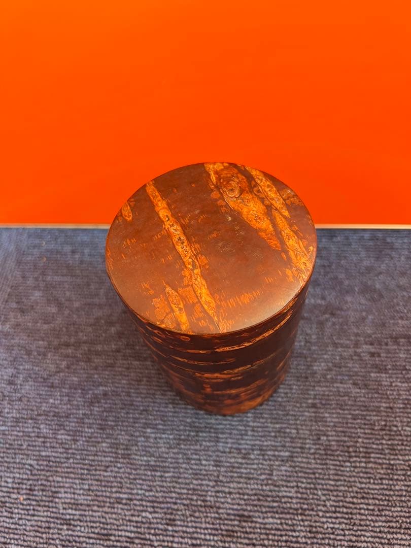 1246 桜皮細工 茶筒 木地　本けやき　未使用