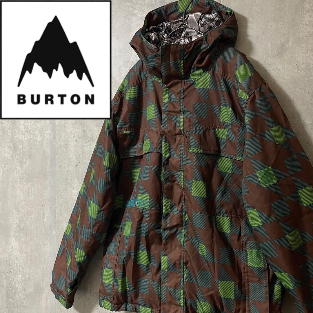 Burtonバートンスキーウェアスノーボードジャケットパーカーフードチェック総柄