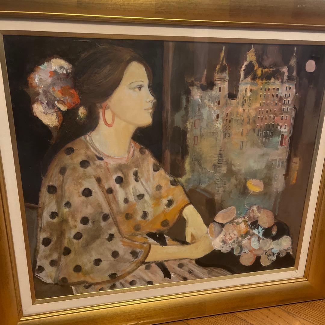 真作 中島裕子 油絵 ウィンドー F10号