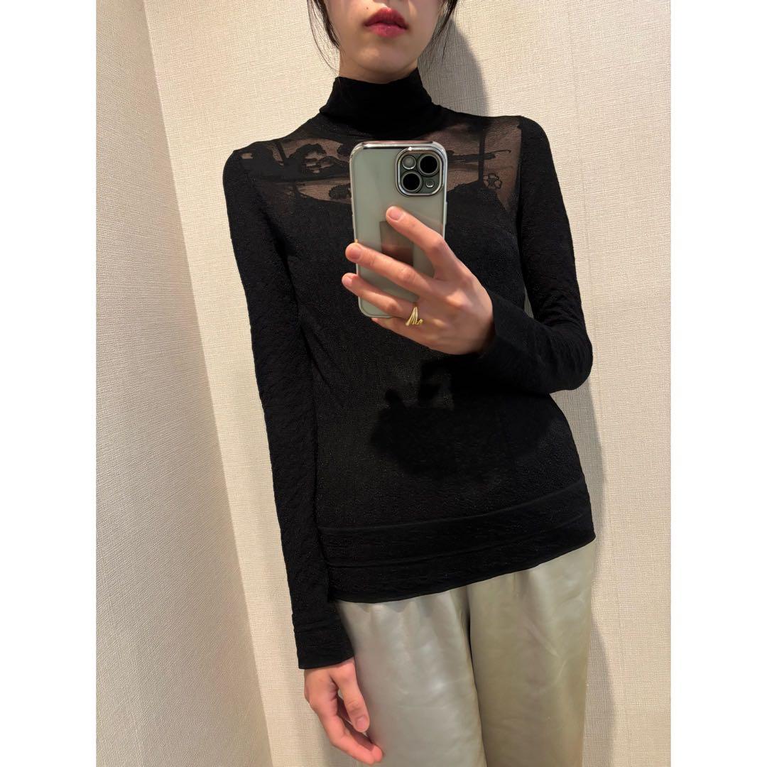 Mame Kurogouchi マメクロゴウチ　シアー　ニットブラウス