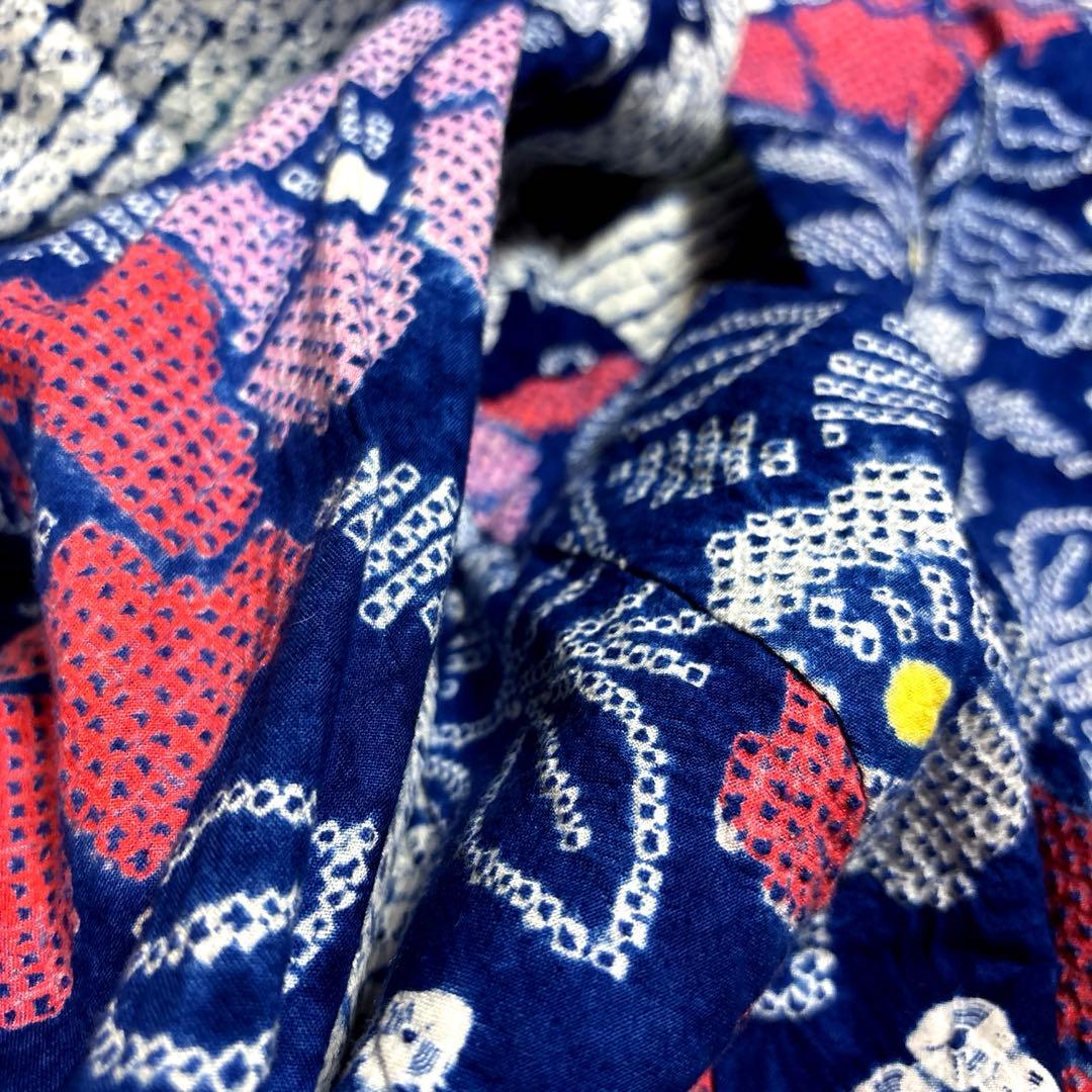 紺碧 有松鳴海絞り浴衣フルセット5点 美品 高級感◎ 裄丈長め　裄73 ゆったり