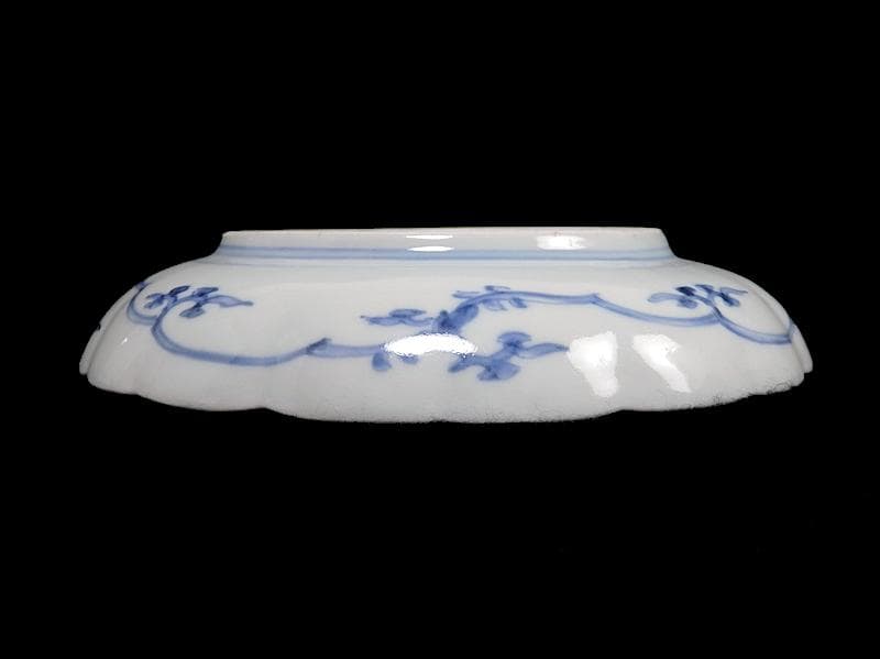 古伊万里　染付　花唐草の図　５寸半皿　４枚　江戸期　D940AS-fbap