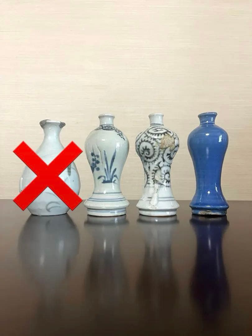 【バラ売可】江戸〜明治期 古伊万里 3点 染付 瑠璃 蛸唐草 一輪挿し 骨董