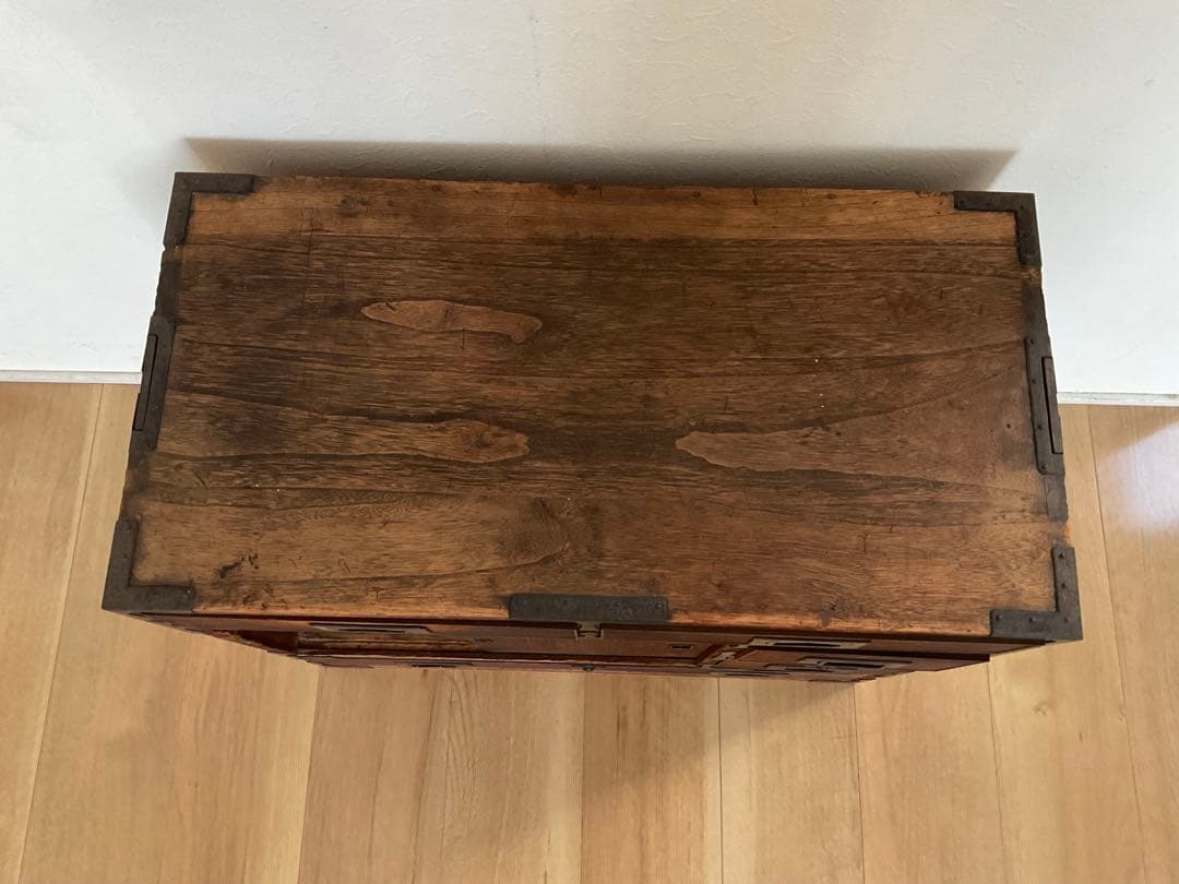 古家具　桐箪笥　引き戸七宝細工　引き手収納型　アンティーク　古道具