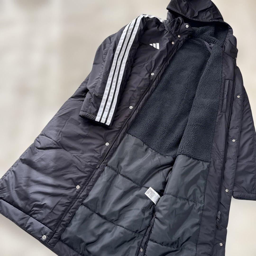adidas ブラック ベンチコート フリース裏地 ボア M 【極美品】