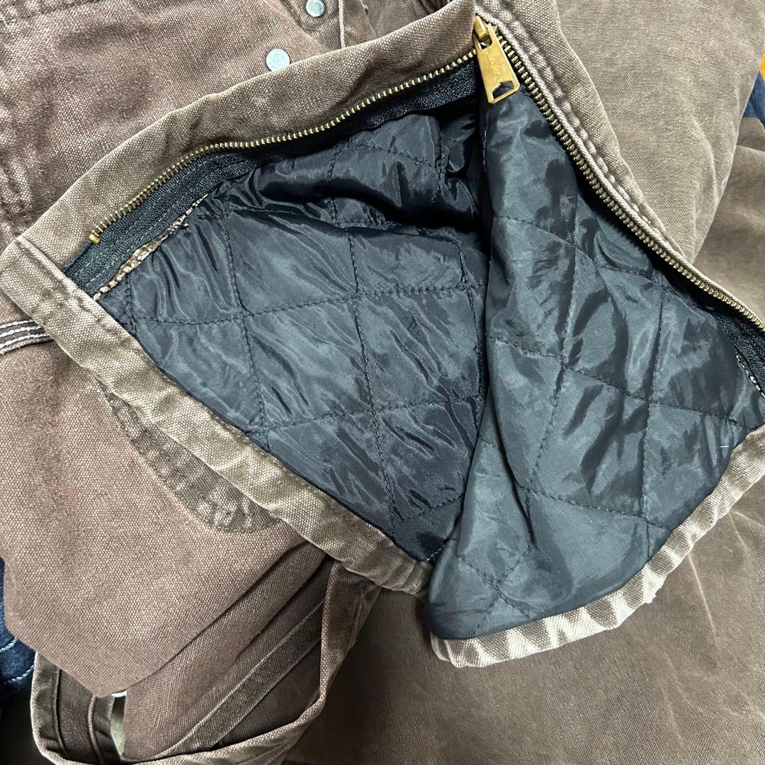 カーハートオーバーオールダブルニーダック地ペインターパンツw50革ロゴ極太古着