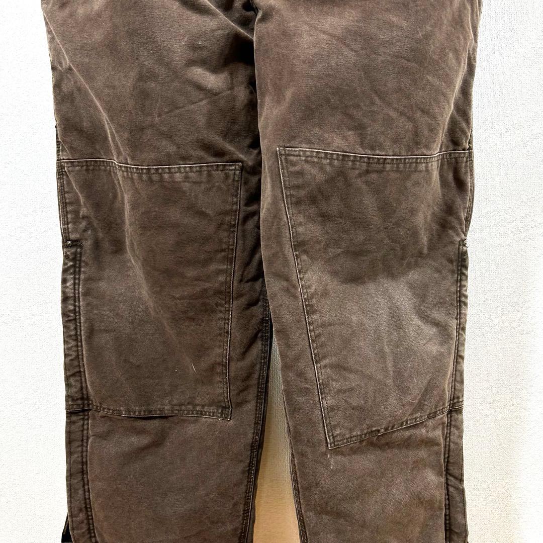 カーハートオーバーオールダブルニーダック地ペインターパンツw50革ロゴ極太古着