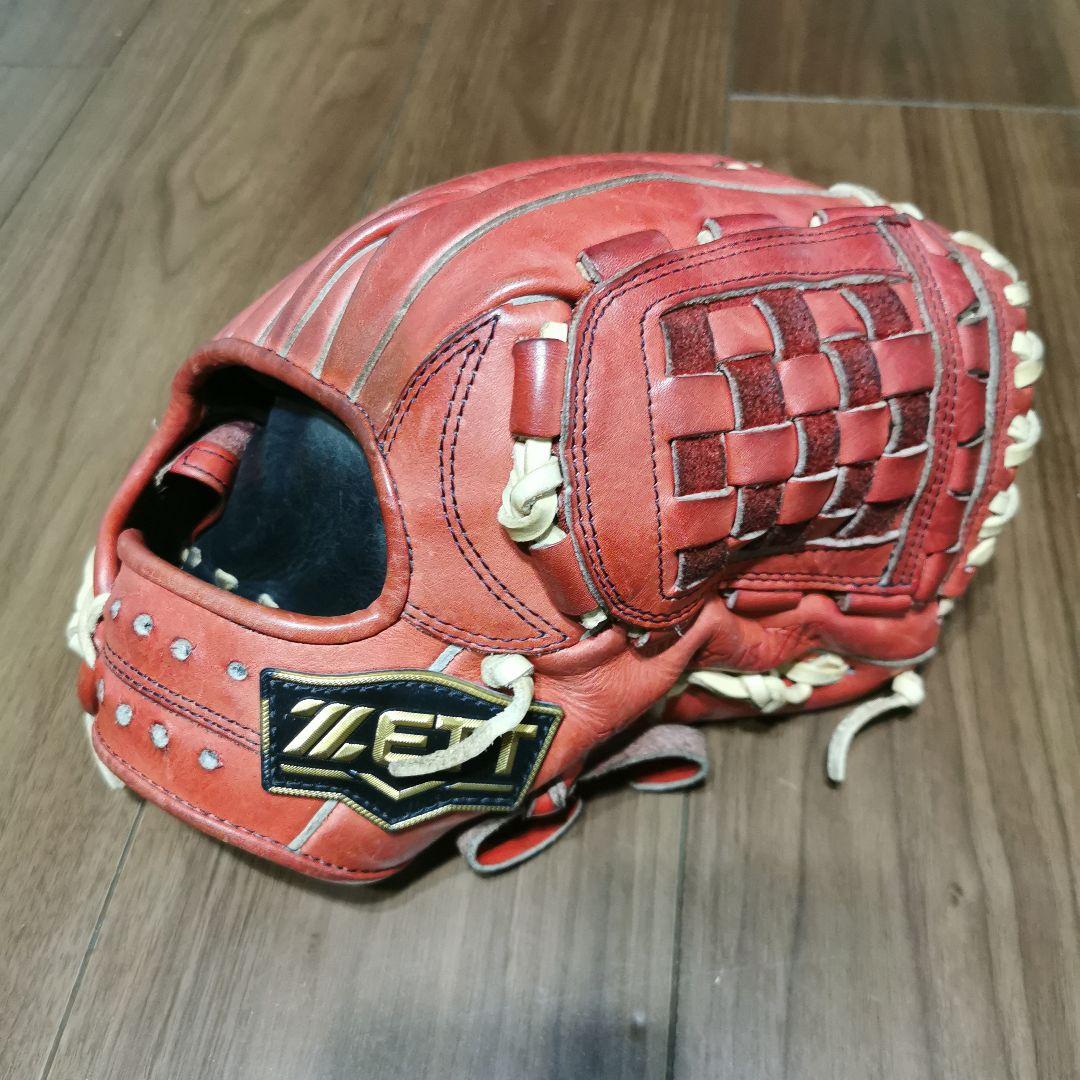 ZETT NEO STATUS VL野球グローブ 赤オレンジ少年用