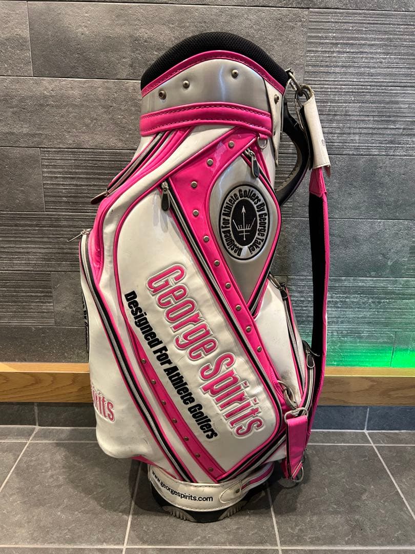 ジョージスピリッツキャディバッグ ホワイト×ピンク【数量限定・激レア】※難あり