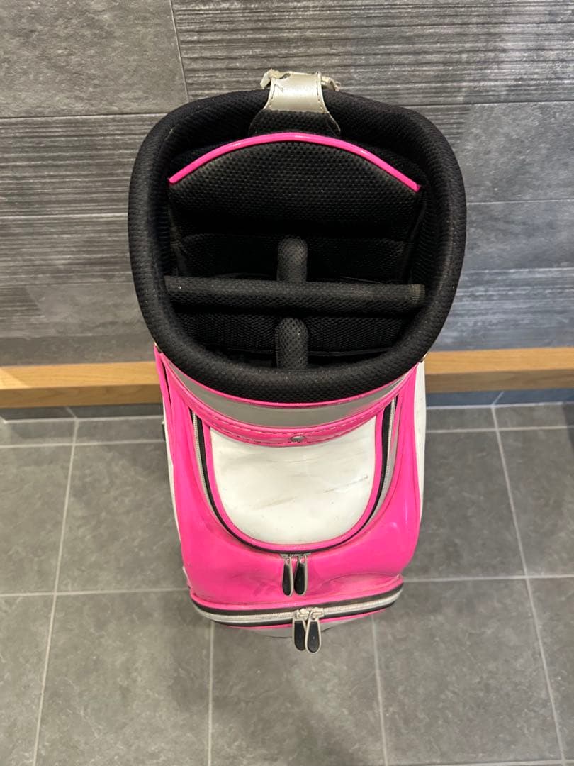 ジョージスピリッツキャディバッグ ホワイト×ピンク【数量限定・激レア】※難あり