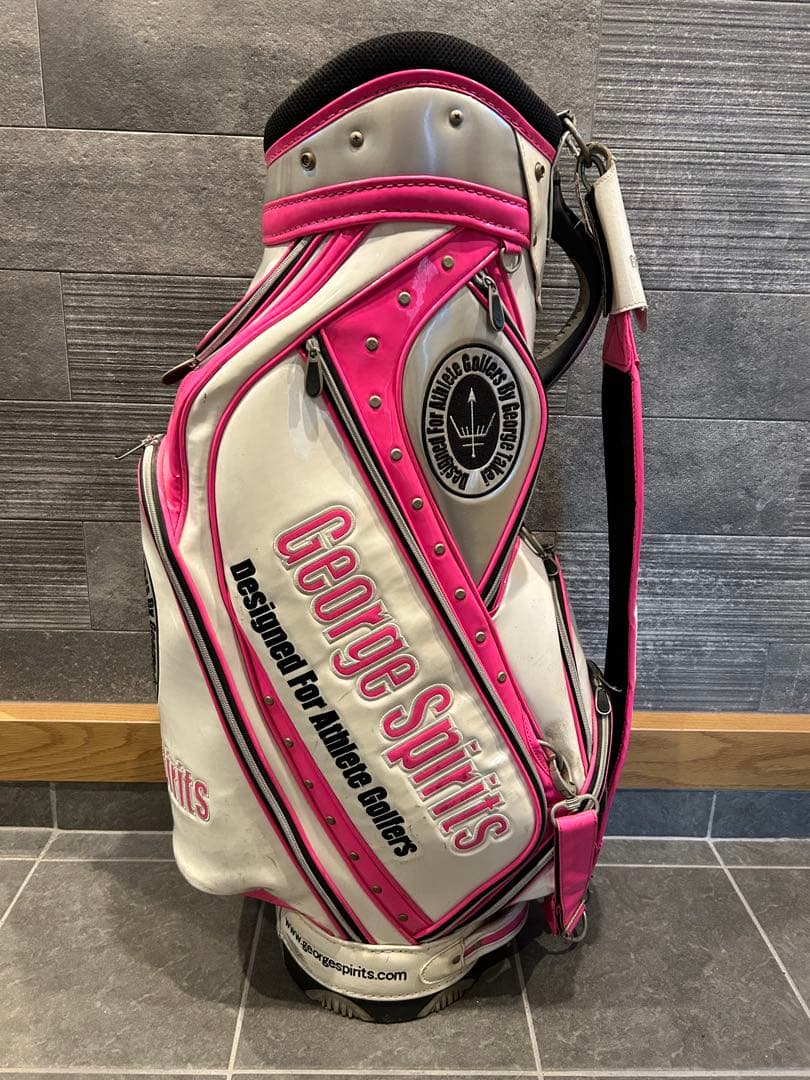 ジョージスピリッツキャディバッグ ホワイト×ピンク【数量限定・激レア】※難あり
