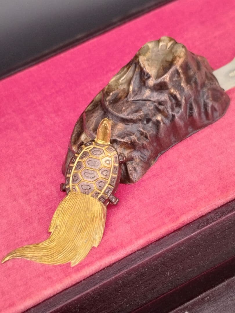 鶴 武比古 純銀 亀 シルバー silver 置物 インテリア 古物 縁起物